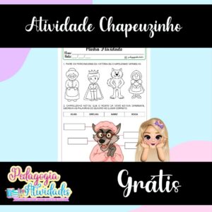 Grátis - Atividade da Chapeuzinho Vermelho para Colorir e Escrever - @_pedagogiaatividades