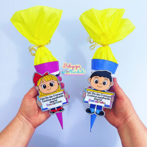 Porta Lembrancinha em Formato de Cone – Dia das Crianças