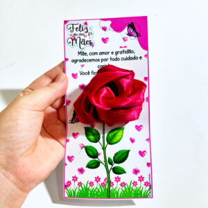 Cartão de Dia das Mães com Flor 3D