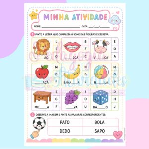 Atividades de Leitura e Escrita com Nomes de Figuras @_pedagogiaatividades